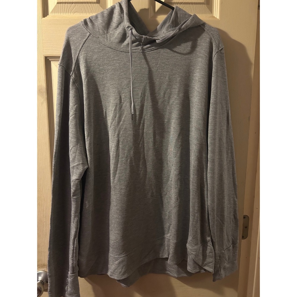 Athletic Works Womens XXL 20 Gray Hooded Sweatshirt Thumbhole Pullover Hoodie